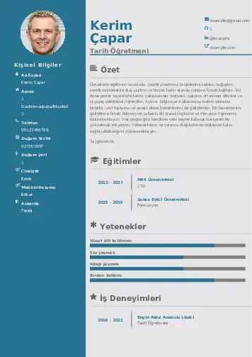 Tarih Öğretmeni Cv Örnekleri cv indir